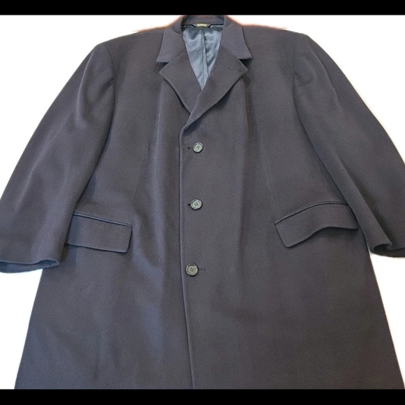 VTG Loro Piana Italy Union Made USA Superfine Lambswool Navy Blue Coat Mens XL - Picture 3 of 9